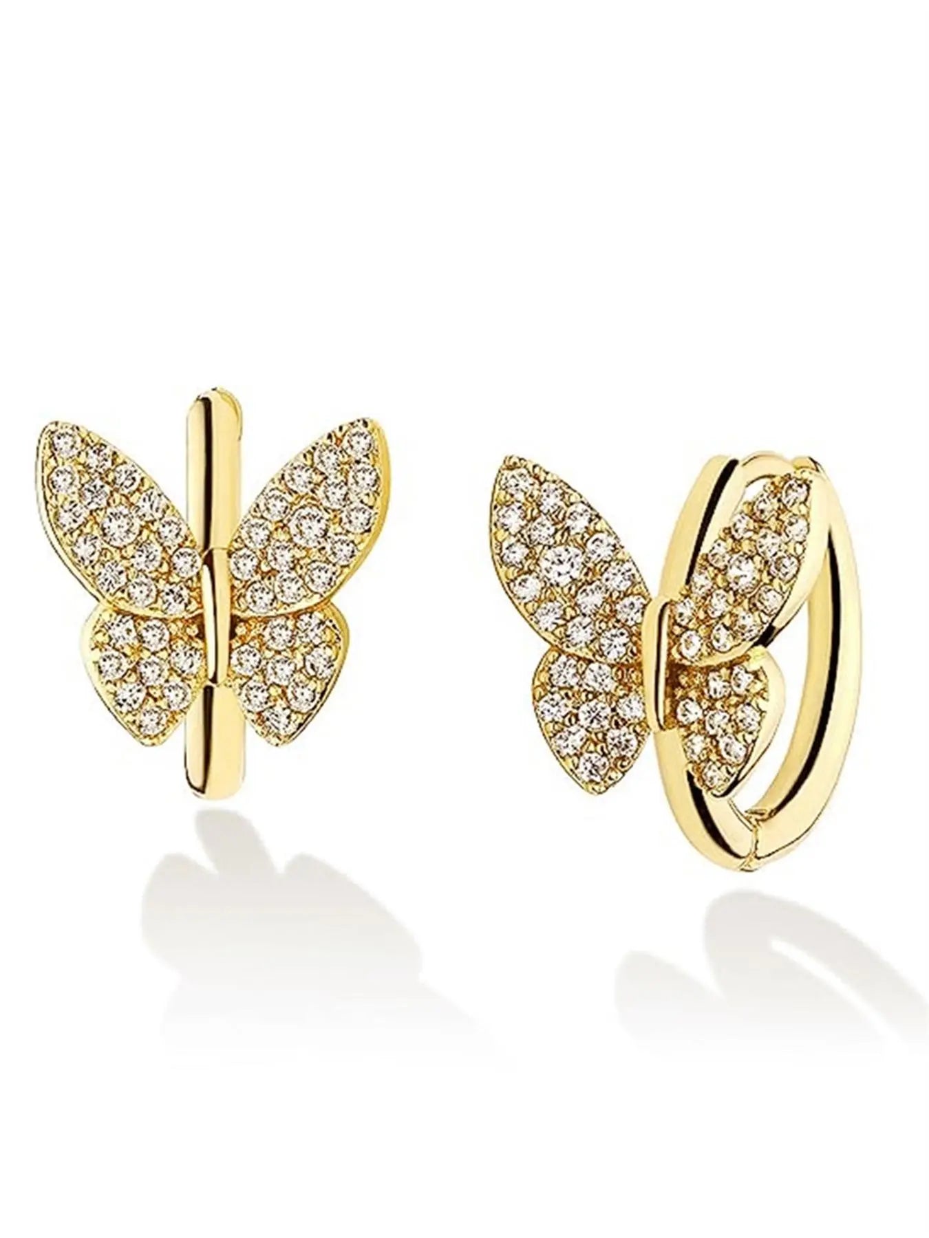 Women's Elegant Butterfly & Heart Design Hoop Earrings, Fashionable Exquisite Hoop Earrings, Trendy All-match Jewelry as Gift for Daily & Party Decor, Heart Shaped Earrings HNEH0021
