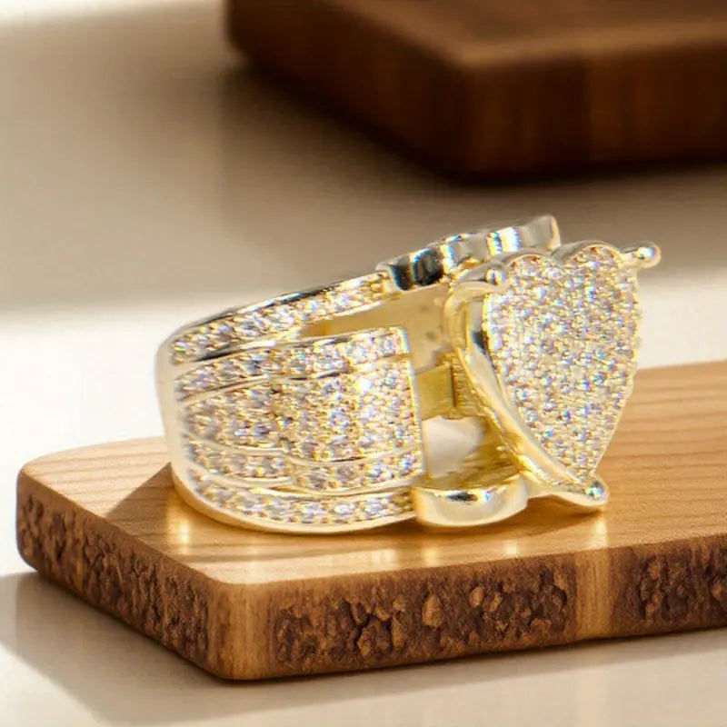 Gorgeous Heart Shape Hip Hop Gothic Cube Zirconia Ring Men's Women's Ring Unisex Ring Wedding Engagement Anniversary Ring Women's Valentine's Day Mother's Day Gift Ring Girls Everyday Casual Accessories Fashion Jewelry HNJZ0004