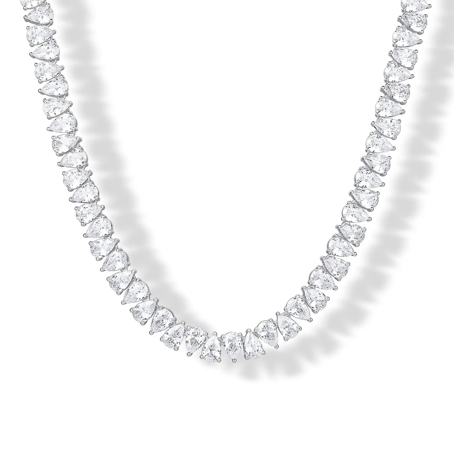 14K Gold Plated Pear Cubic Zirconia Tennis Necklace for Women – Tennis Chain Necklaces – Sizes 15" and 18" HNXL0027