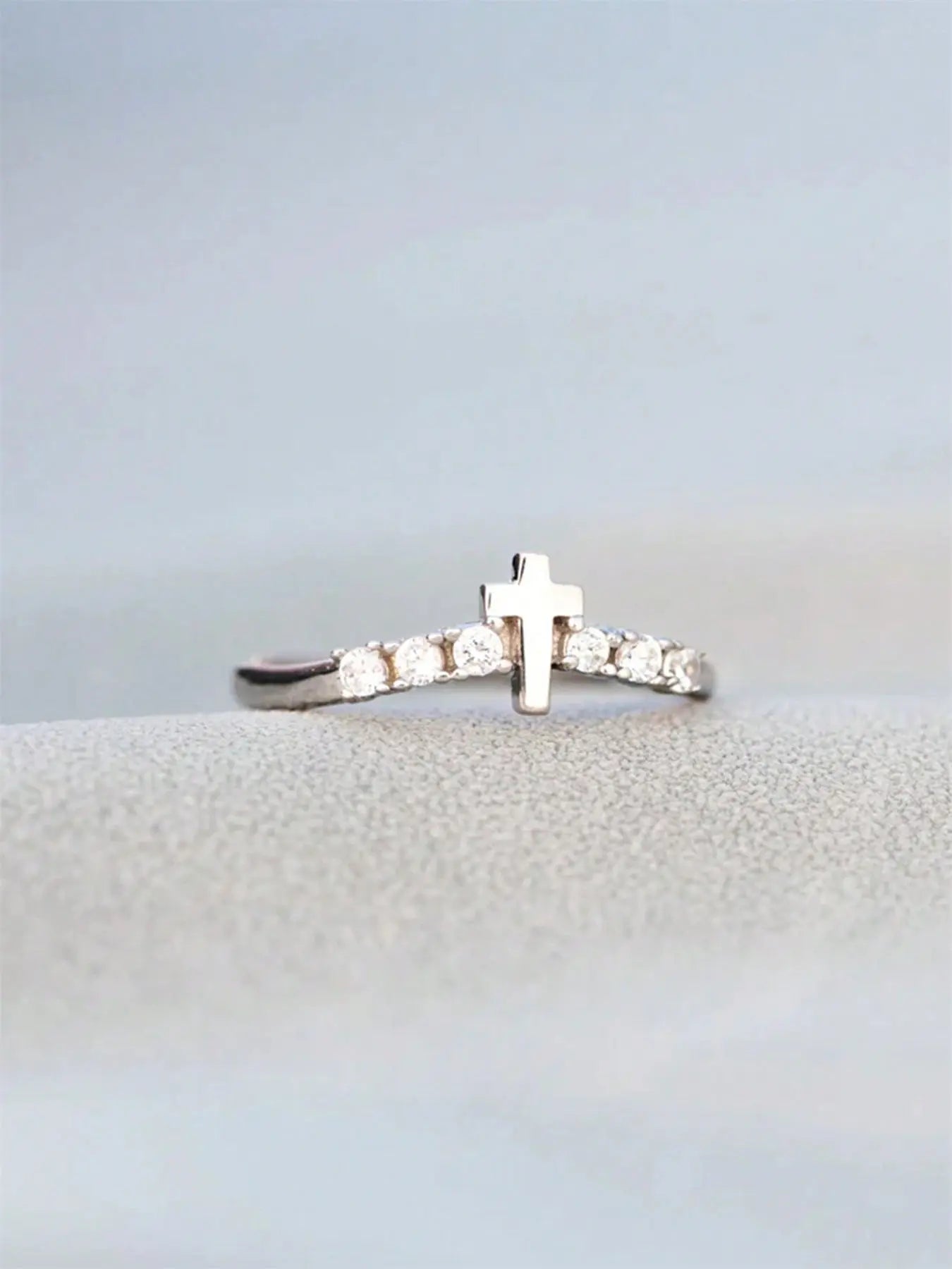 Fashion Rhinestone Decorated Cross Ring, Adjustable Rings, Fashion Jewelry for Party, Daily Decor, Trendy All-match & Exquisite Jewelry for Birthday Gift HNJZ0023