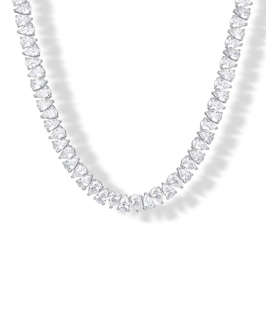 14K Gold Plated Pear Cubic Zirconia Tennis Necklace for Women – Tennis Chain Necklaces – Sizes 15" and 18" HNXL0027