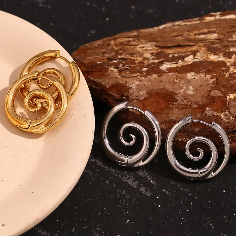 Faux Stretched Spiral Clicker Earrings 316L Stainless Steel Fashion Jewelry Accessories For Alt Girls HNEH0007