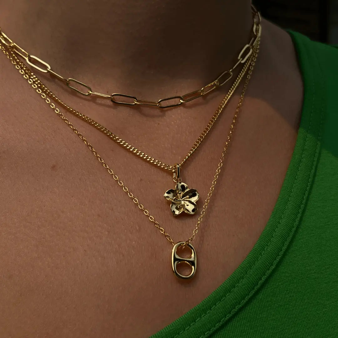 Gold or Silver Plated Women's Hypoallergenic Hibiscus Necklace HNXL0020