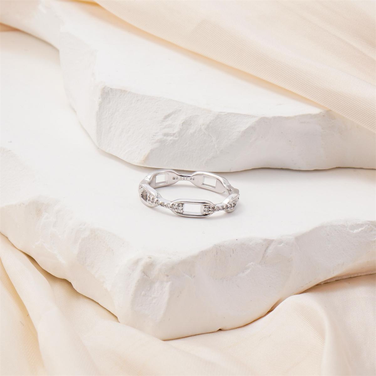 Moissanite Hip Hop Unisex Chained Ring Copper Ring Jewelry Perfect Birthday Engagement Wedding Anniversary Gift for Men Women HNJZ0006
