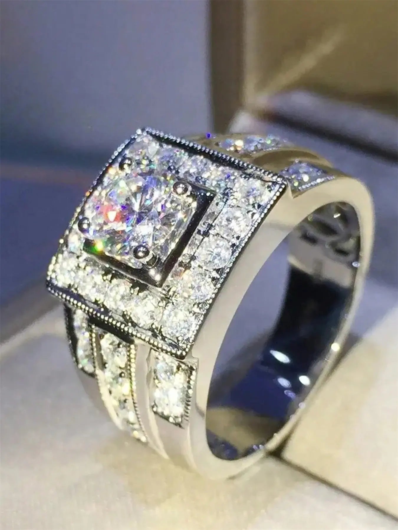 Elegant Artificial Zircon Decorated Ring, Cubic Zirconia Rings, Fashion Accessories for Women, Trendy All-match & Exquisite Jewelry for Birthday Gift HNJZ0052
