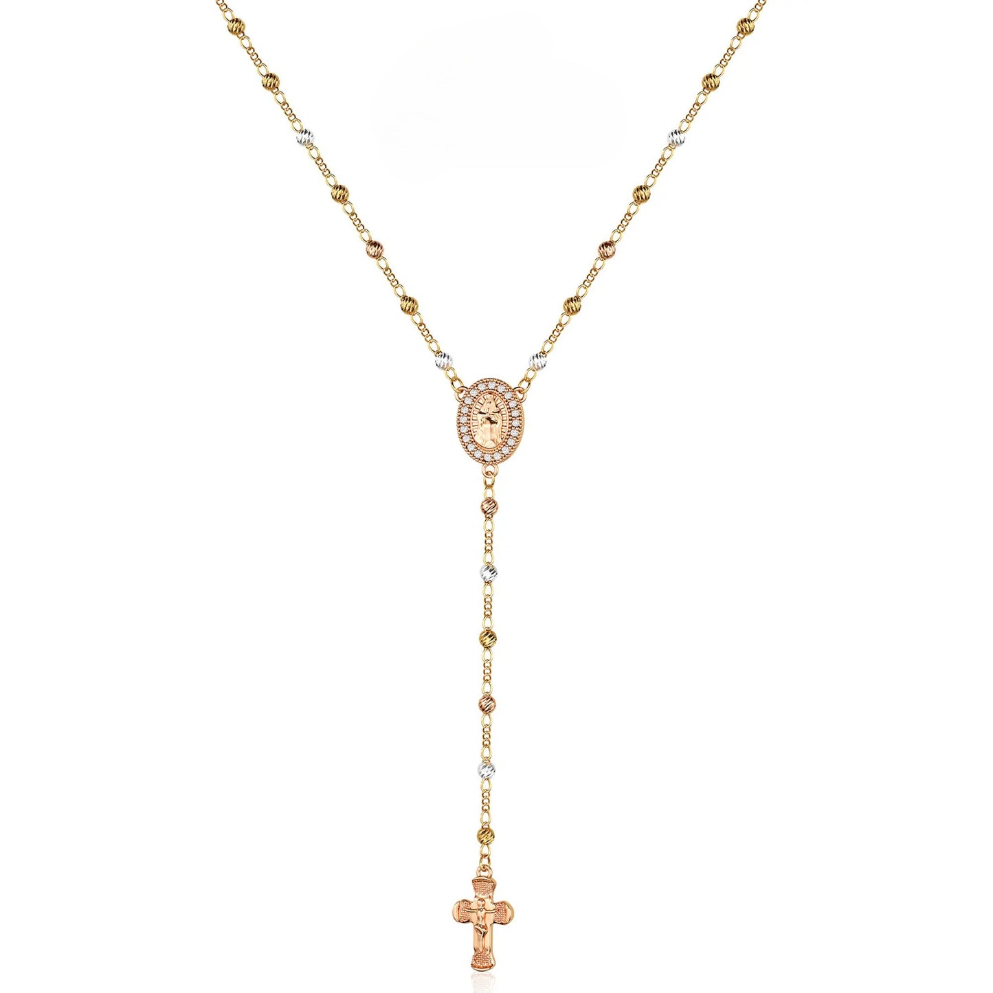 Gold Virgin Mary Necklace with Cross Dainty Y Chain Faith Jewelry Gift For Women Elegant Design Long Versatile Use For Easter HNXL0032