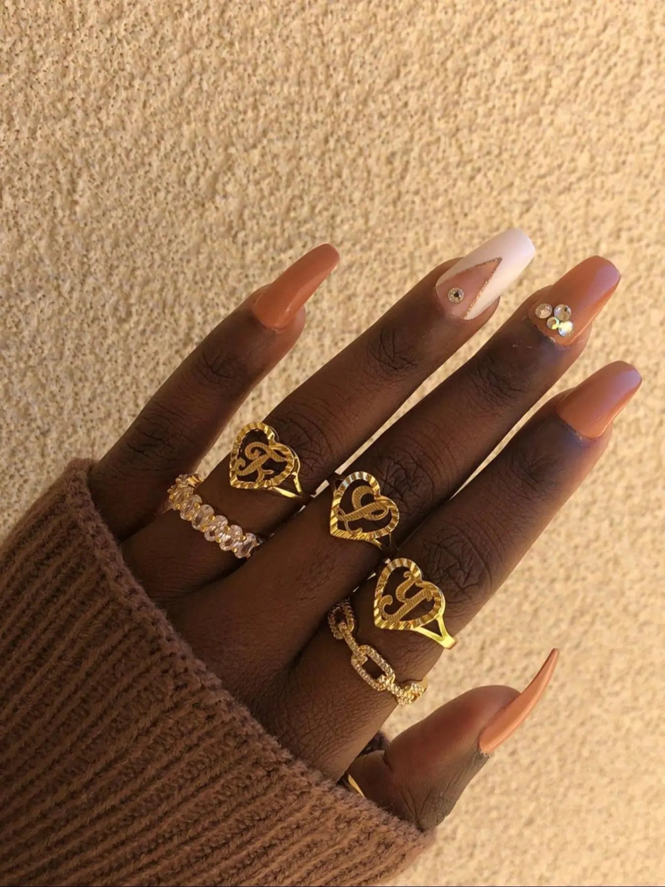 Heart & Letter Design Cuff Ring, Adjustable Open Ring, Adjustable Opening Stackable Ring Gift for Women & Girls, Alphabet Design Ring HNJZ0041