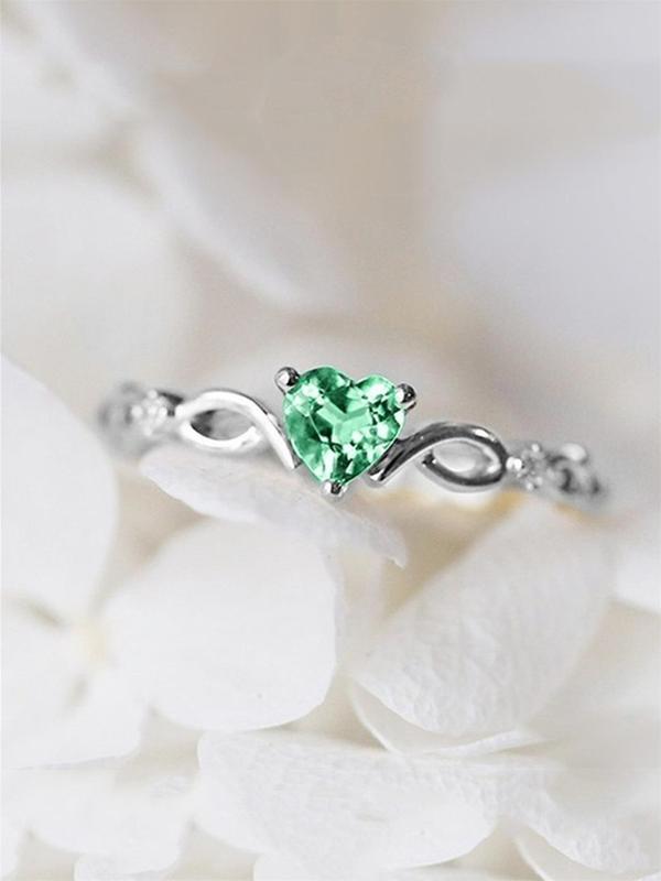 Mother's Day Gift Women's Elegant Rhinestone Decor Heart Design Promise Ring, 1 Piece Trendy Exquisite Engagement Ring, Chic F ashionable Dainty Jewelry As Gift for Girlfriend, Wedding Promise Rings, Promise Ring Gf HNJZ0027
