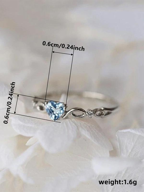Mother's Day Gift Women's Elegant Rhinestone Decor Heart Design Promise Ring, 1 Piece Trendy Exquisite Engagement Ring, Chic F ashionable Dainty Jewelry As Gift for Girlfriend, Wedding Promise Rings, Promise Ring Gf HNJZ0027
