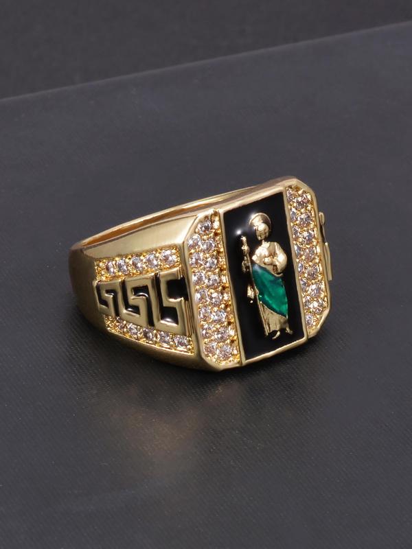 Men's Elegant Rhinestone Decorated Copper Ring, Fashion Jewelry for Party & Daily Clothing Decor, Trendy All-match Jewelry for Birthday Gift, Statement Rings HNJZ0028
