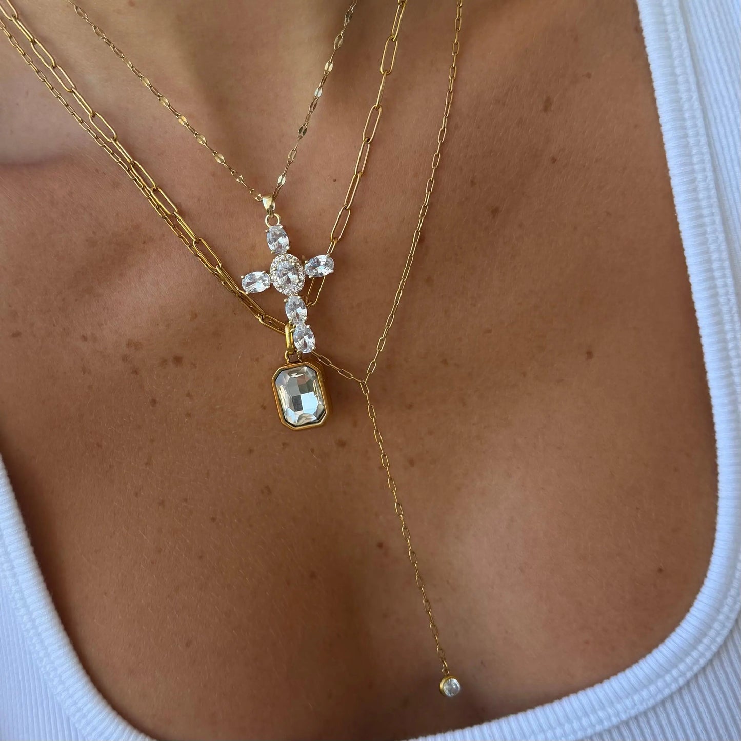 Women's Heavenly Glow Cross Necklace, Fashion Costume Jewelry, Mothers Day Gift Ideas, Accessories for Women HNXL0010