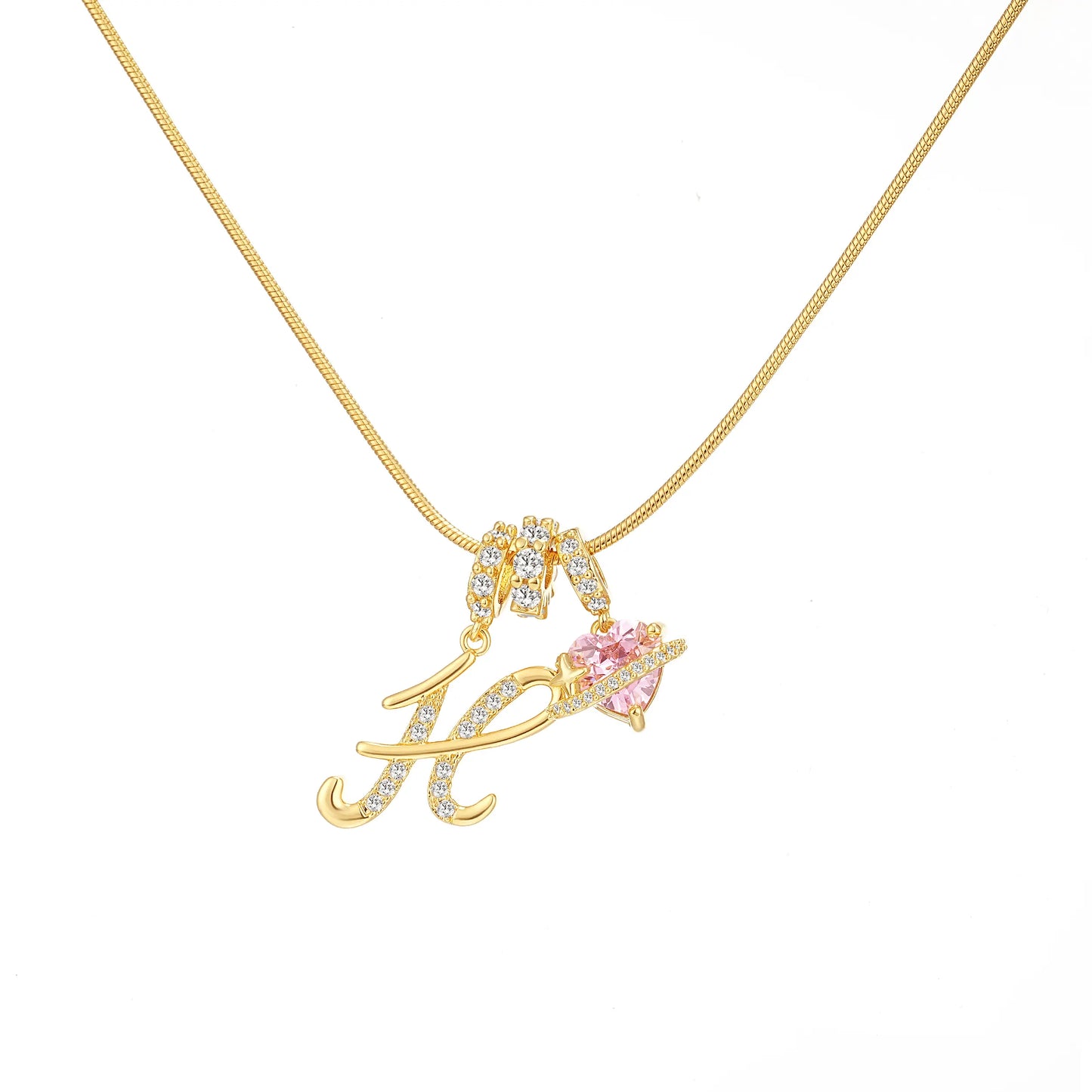 Art-designed personalized name letter necklace, free of allergenic ingredients, with adjustable size. It is an excellent Valentine's Day gift for women and girls HNXL0009
