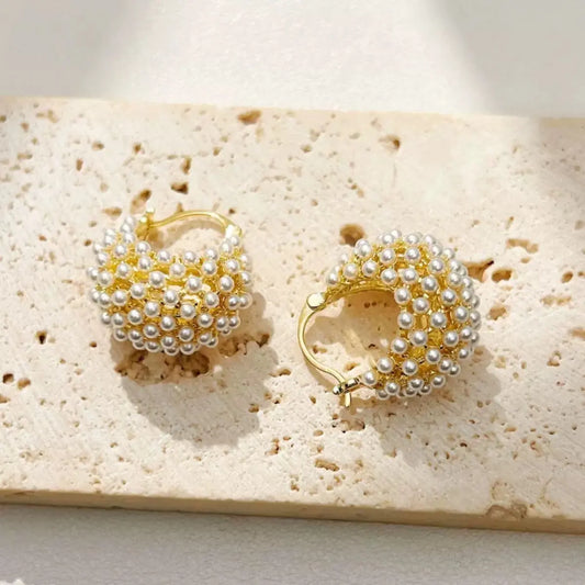 Women's beaded basket earrings, fashionable, lightweight, luxurious, and unique style HNEH0044