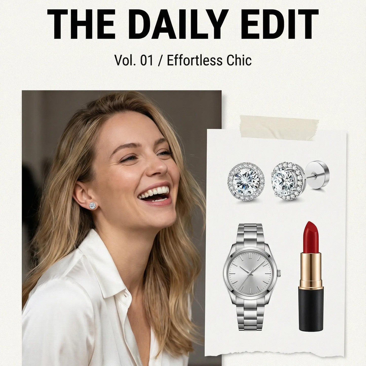 Women's Luxury Halo Zircon Stud Earrings 4-Piece Set - Gold, Silver Round/Square Styles, Low-Sensitivity Copper-Plated Metal Coating, Comfortable Daily Wear, Includes Jewelry Box, Boujee Gifts for Women HNEH0023
