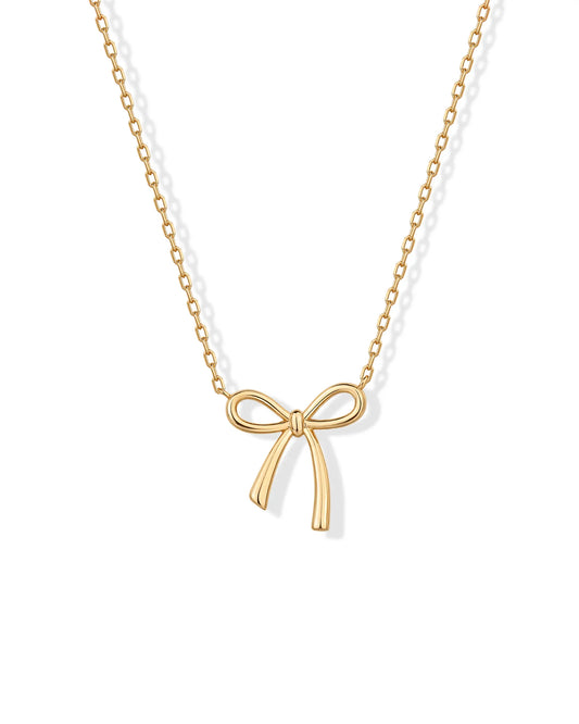 14K Gold Plated Bow Pendant Necklace for Women | Layering Chain Necklaces HNXL0024