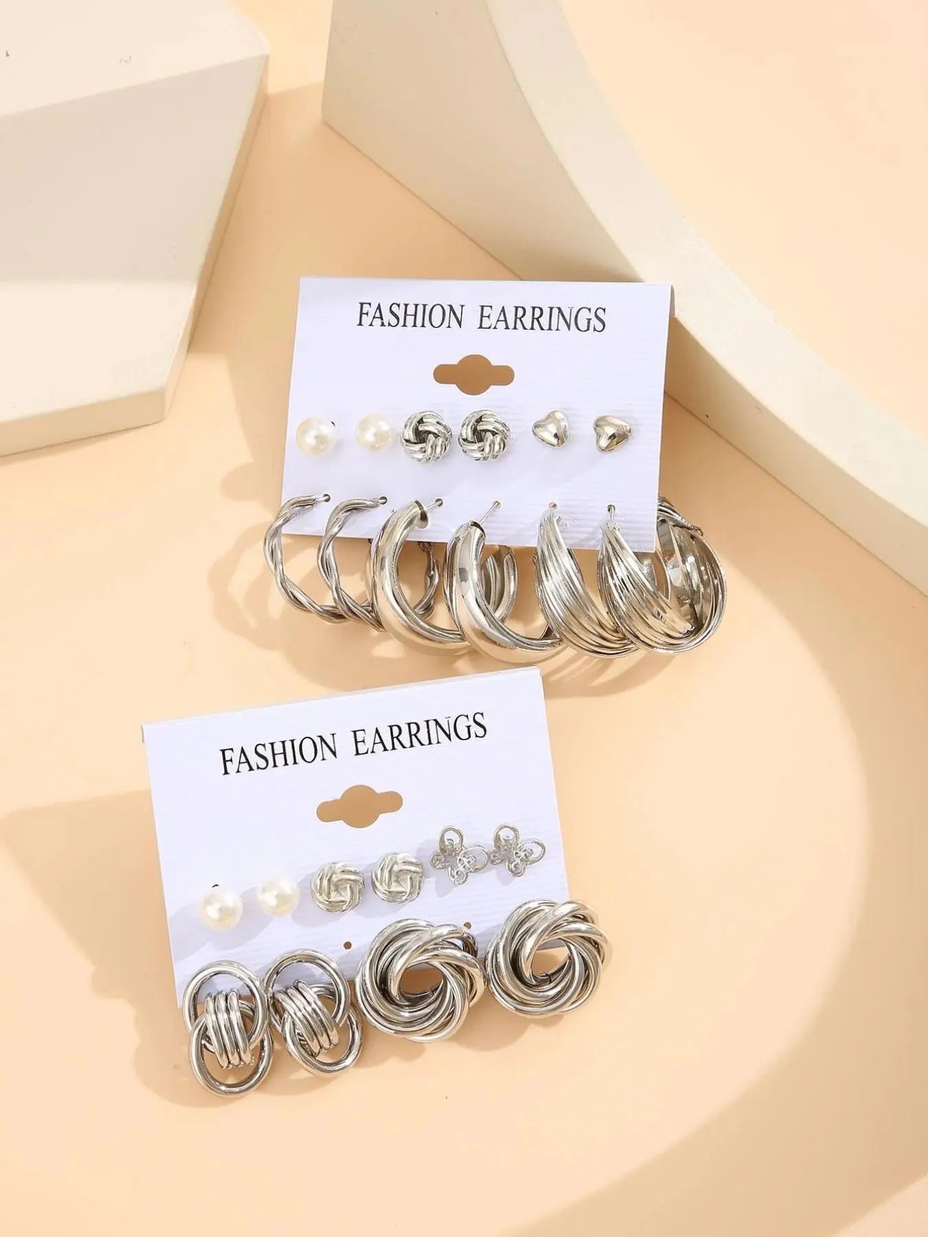 Mother's Day Gift Women's Elegant Butterfly & Heart & Twist Design Earrings, Faux Pearl Decor Earrings Set for Women & Girls for Party Decoration, Unique Design Earrings HNEH0027
