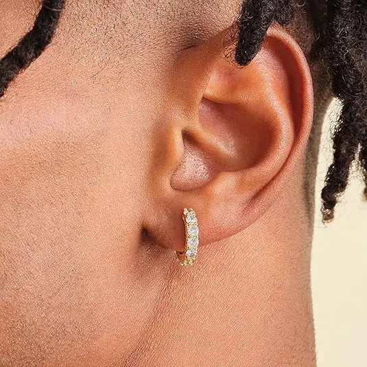 Gold Hoop Earrings for Big Ear Men Cartilage Huggie Simple Lightweight Valentine's Day Gift HNEH0005