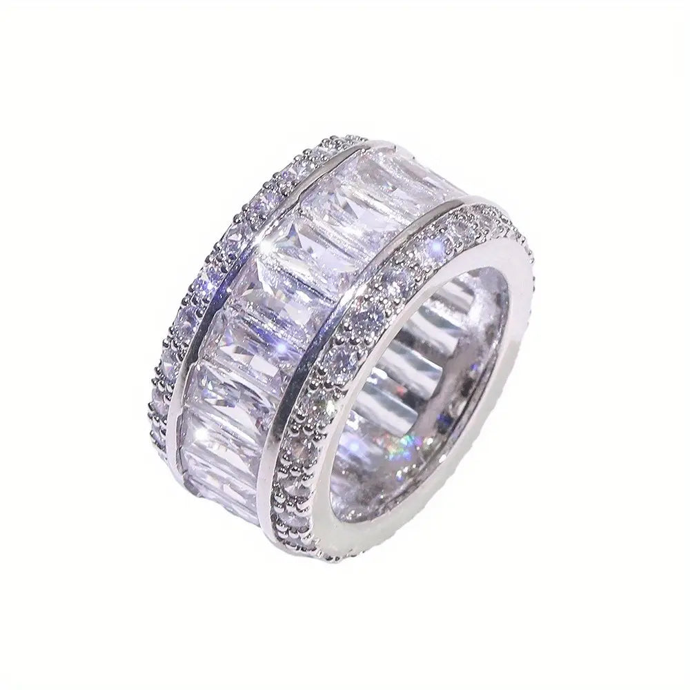 Eternal Lifetime Ring - Wide Band Type - Synthetic Zirconium - For Weddings and Daily Wearing HNJZ0037