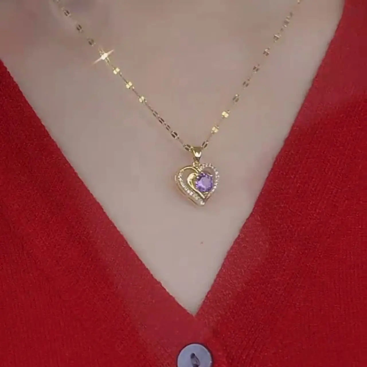 Heart Pendant Necklace for Women 2025, Gold-Plated Dainty Chain, Minimalist Chic Jewelry Gift for Her HNXL0003
