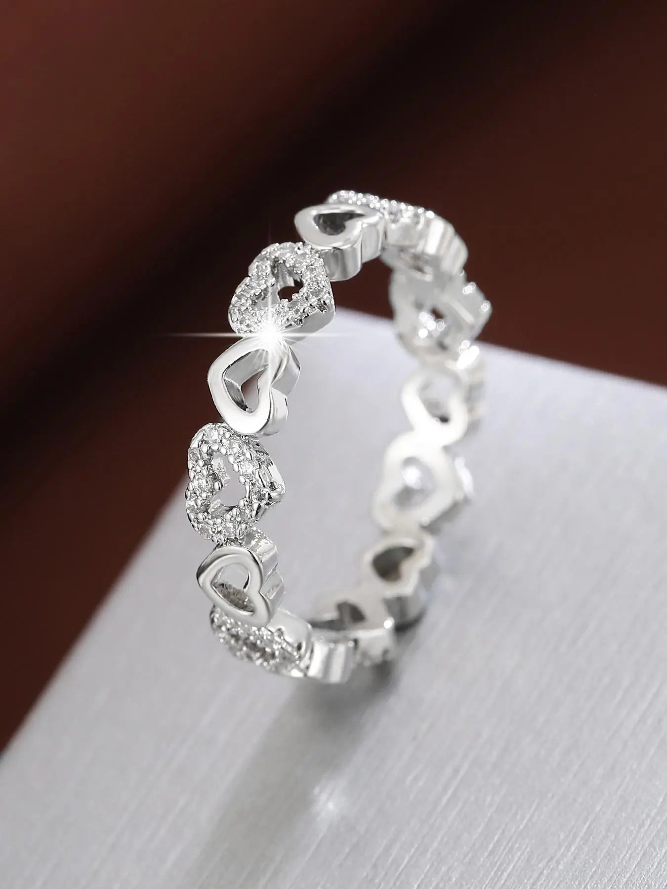 Elegant Hollow out Heart Design Rhinestone Decorated Ring, Heart Shaped Ring, Elegant Everyday Ring, Stackable Rings, Fashion Accessories for Women, Trendy All-match & Exquisite Jewelry for Birthday Gift, Dainty Stacking Rings HNJZ0038