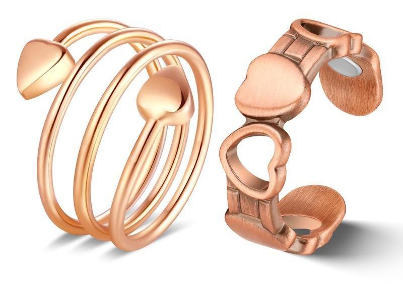 Rose Gold Magnetic Ring for Women – Adjustable Heart-Shaped Energy Ring, Fashionable Copper Healing Jewelry, Suitable for Daily Wear and as a Valentine's Gift HNJZ0015