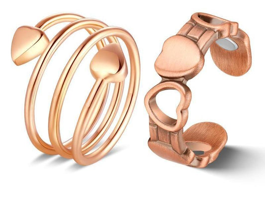 Rose Gold Magnetic Ring for Women – Adjustable Heart-Shaped Energy Ring, Fashionable Copper Healing Jewelry, Suitable for Daily Wear and as a Valentine's Gift HNJZ0015