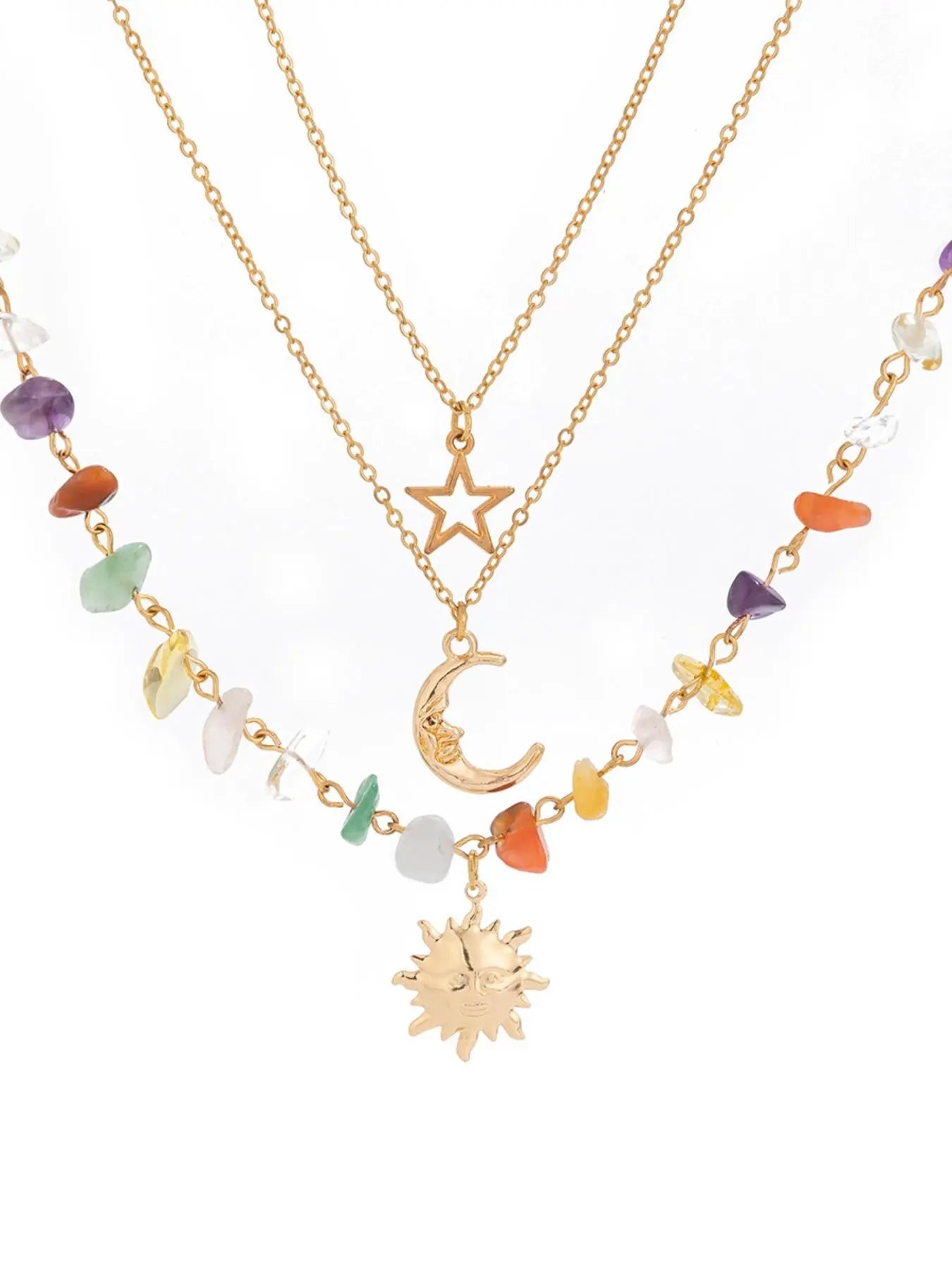 Women's Boho Style Beaded & Pendant Necklace, Vintage Trendy Beaded & Pendant Necklace, Fashionable Jewelry for Women As Gift without Box, Celestial Necklace HNXL0031