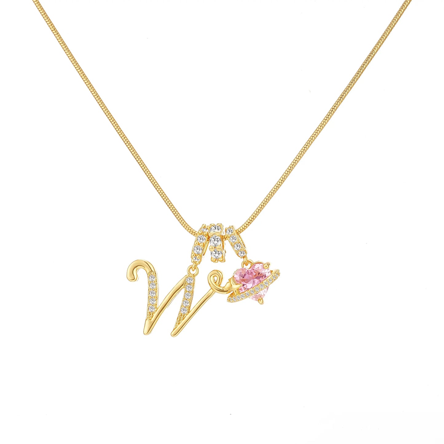 Art-designed personalized name letter necklace, free of allergenic ingredients, with adjustable size. It is an excellent Valentine's Day gift for women and girls HNXL0009