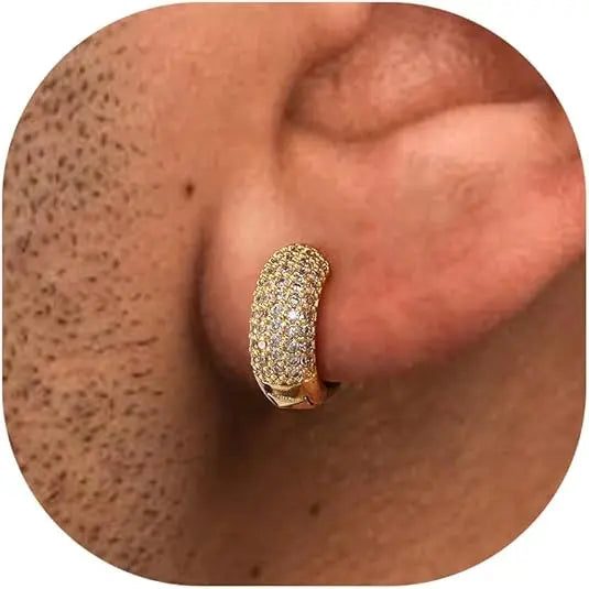 Gold Hoop Earrings for Big Ear Men Cartilage Huggie Simple Lightweight Valentine's Day Gift HNEH0005