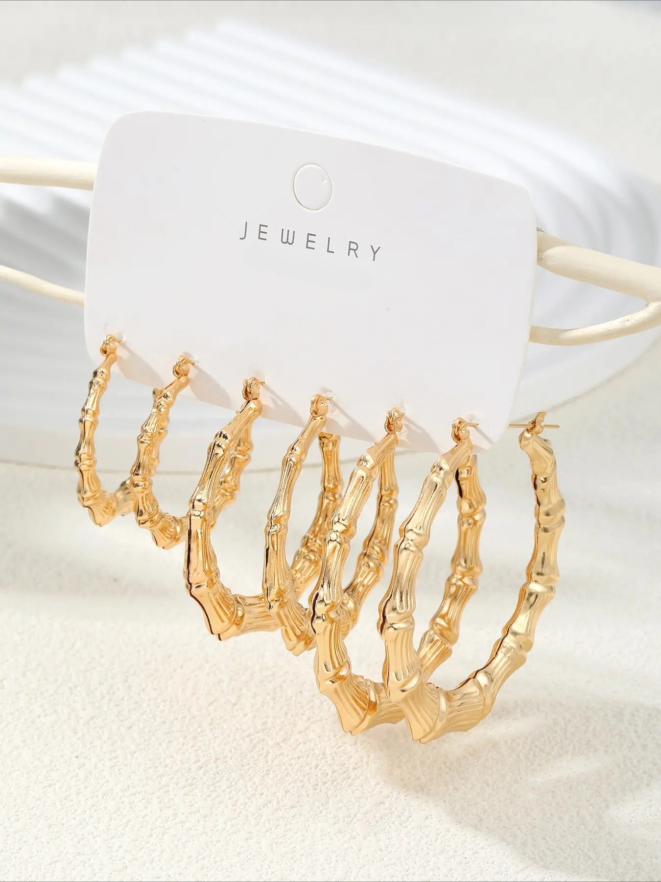 Creative Bamboo Joint Design Hoop Earrings, Hoop Earring Sets, Fashionable Jewelry for Women & Girls, Trendy All-match & Exquisite Jewelry for Birthday Gift, High Quality Earrings HNEH0017