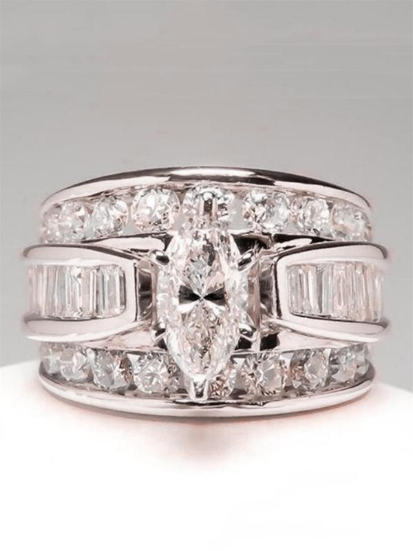 Fashion Artificial Crystal Decorated Ring, Pave Engagement Ring, Wedding Engagement Party Accessories for Women, Trendy Accessories for Party and Daily Life HNJZ0001