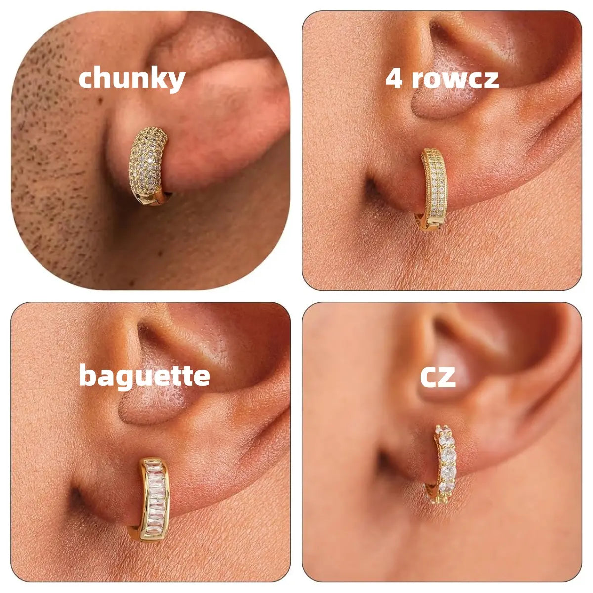 Gold Hoop Earrings for Big Ear Men Cartilage Huggie Simple Lightweight Valentine's Day Gift HNEH0005