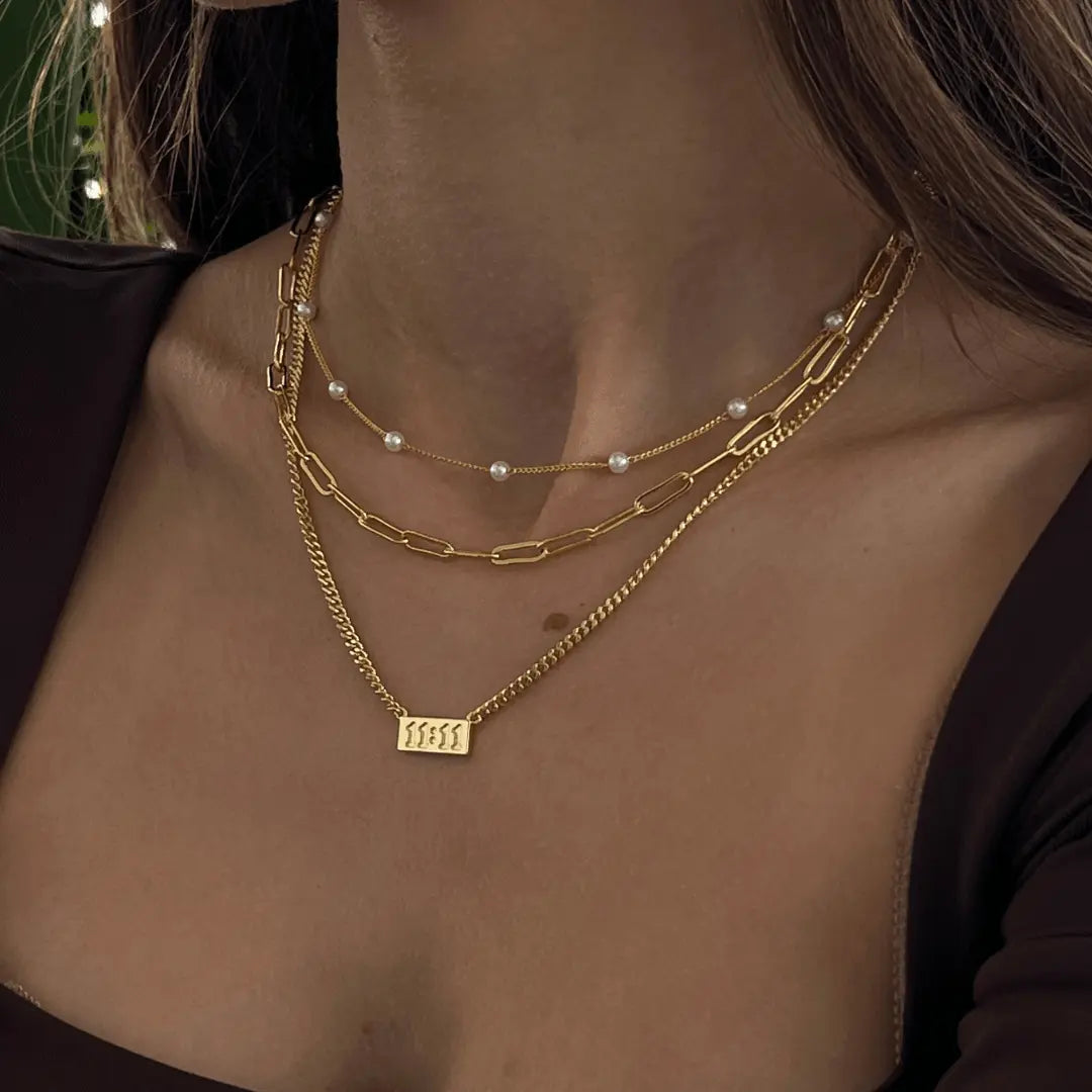 Gold or Silver Plated Women's Waterproof Link Up Necklace HNXL0020