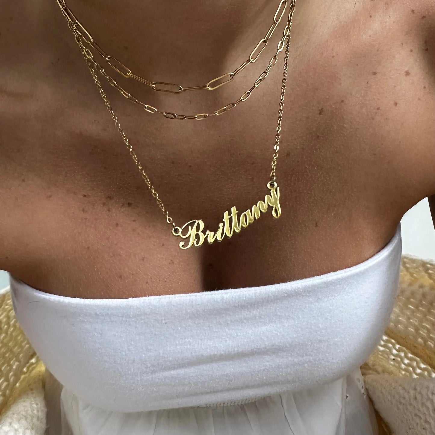 Gold or Silver Plated Women's Waterproof Link Up Necklace HNXL0020