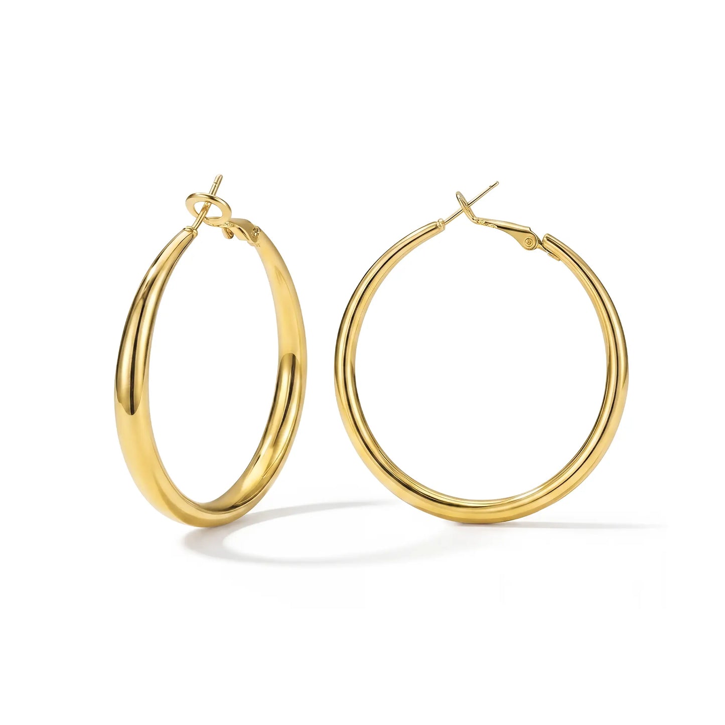 Gold Silver Hoop Earrings for Women Hypoallergenic Stainless Steel Lightweight Large Small Hoops Set 30mm 40mm 50mm 60mm Daily Wear Gift for Girlfriend Wife Mom HNEH0006