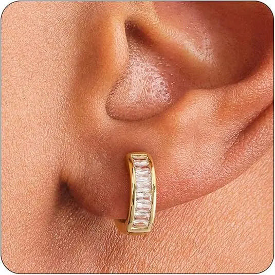Gold Hoop Earrings for Big Ear Men Cartilage Huggie Simple Lightweight Valentine's Day Gift HNEH0005