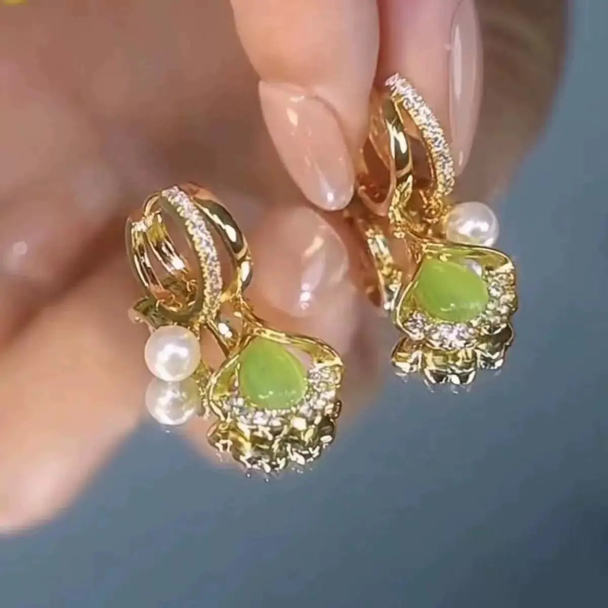 Ginkgo Leaf Hoop Earrings 14K Gold Plated Retro Inspired Design, French Style Elegant Statement Jewelry Fashion Earrings for Women Crystal Accents HNEH0052