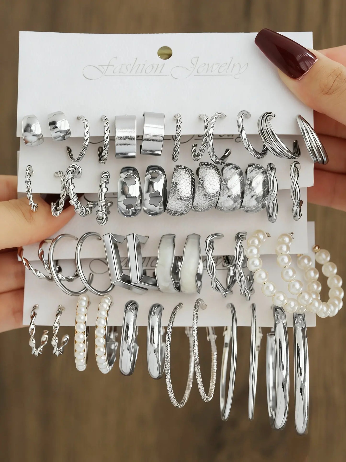 24 Pairs Elegant Alloy Flower Earrings Set, Hoop Earring Set with Mermaid Design, Perfect Gift for Women and Office Wear Jewelry Collection, Earring Stacking Set, Ear Accessories HNEH0022