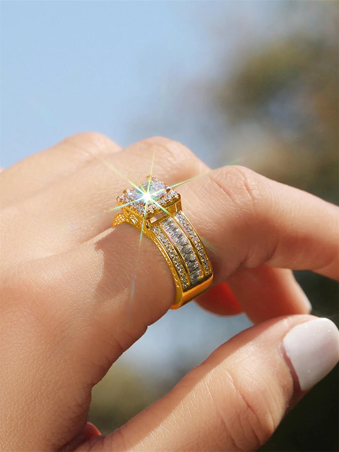 Elegant Artificial Zircon Decorated Ring, Cubic Zirconia Rings, Fashion Accessories for Women, Trendy All-match & Exquisite Jewelry for Birthday Gift HNJZ0052