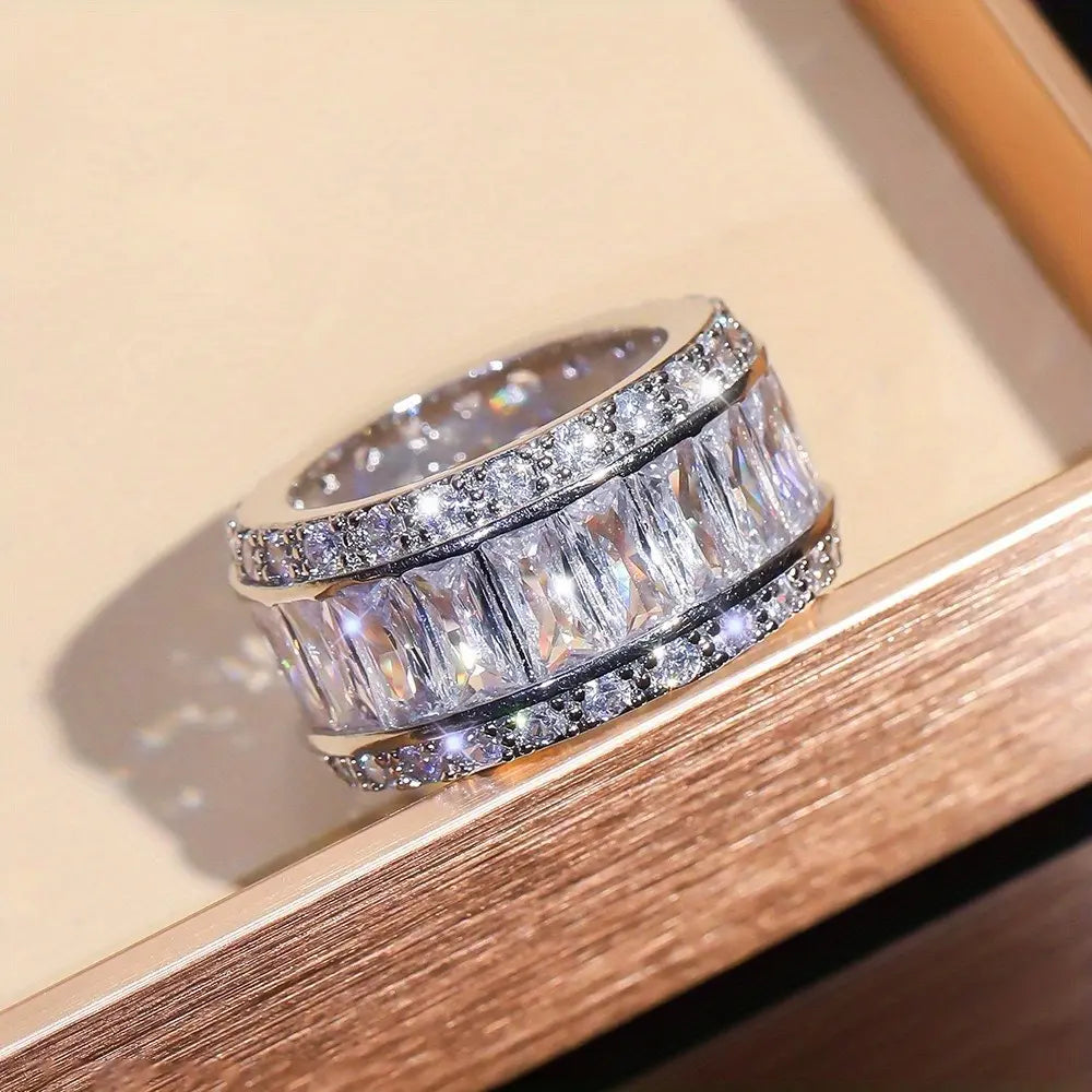 Eternal Lifetime Ring - Wide Band Type - Synthetic Zirconium - For Weddings and Daily Wearing HNJZ0037
