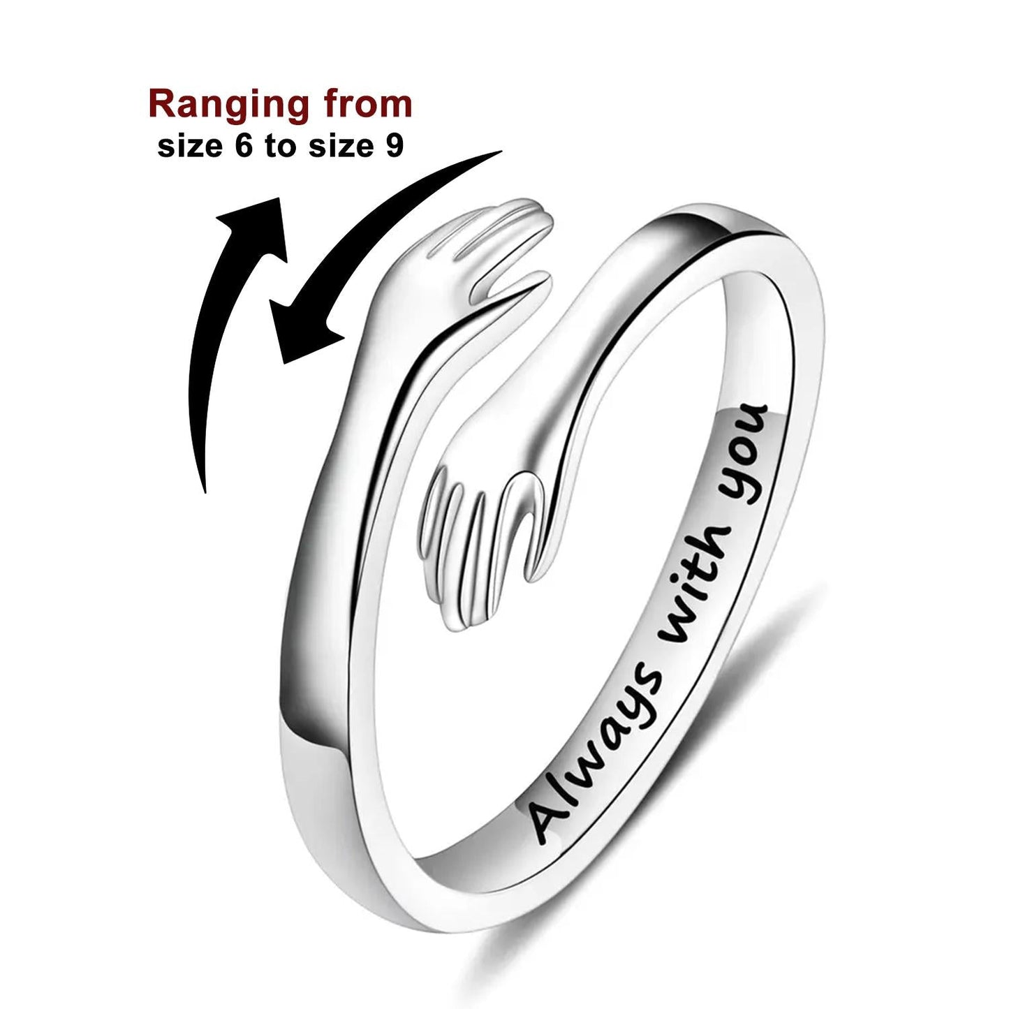 Hug Ring for Daughter/Granddaughter Valentine’s Day Gift – “I Will Always Love You” (No Ring Box) HNJZ0010
