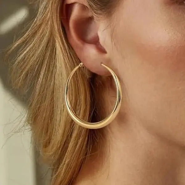 Gold Silver Hoop Earrings for Women Hypoallergenic Stainless Steel Lightweight Large Small Hoops Set 30mm 40mm 50mm 60mm Daily Wear Gift for Girlfriend Wife Mom HNEH0006