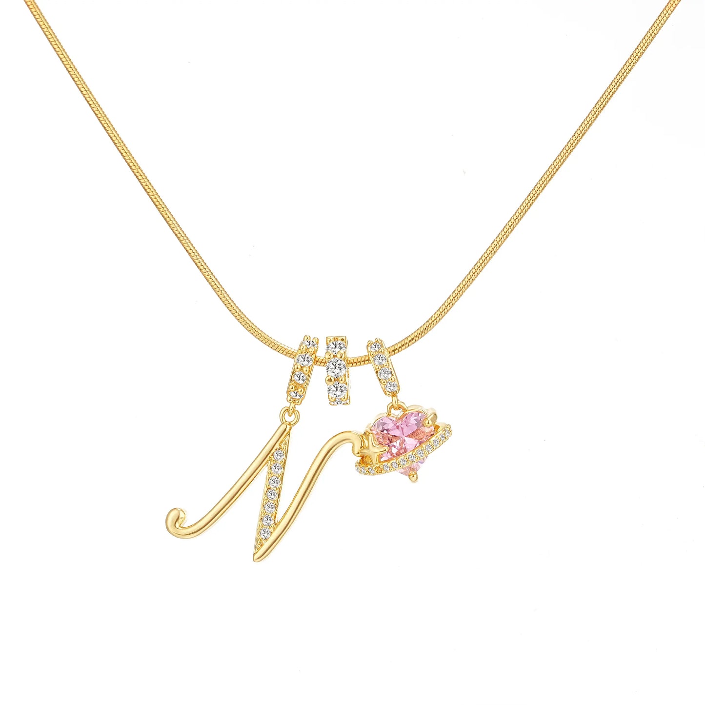 Art-designed personalized name letter necklace, free of allergenic ingredients, with adjustable size. It is an excellent Valentine's Day gift for women and girls HNXL0009