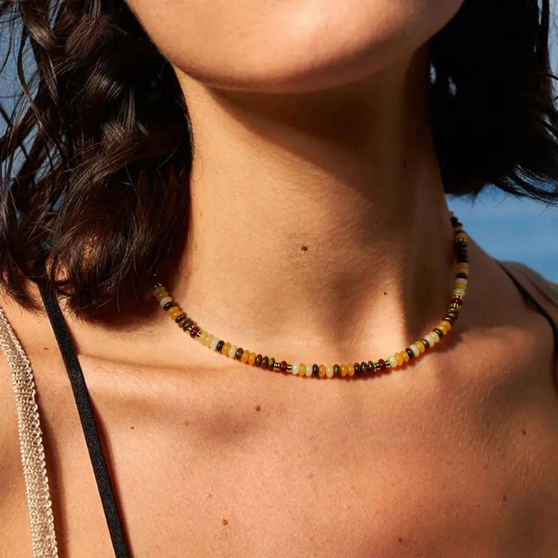 Boho Beaded Gemstone Necklace, Vibrant Mix & Creativity Crystal Energy, Gift for her, Friendship Necklace, Holiday Haul Deals, Colorful Energy Necklace, Spring Essentials, Meaningful Mother’s Day Gift for Mom HNXL0029