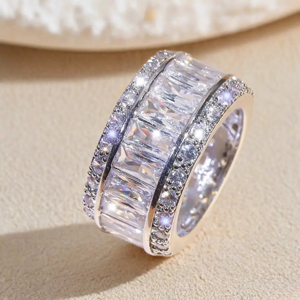 Eternal Lifetime Ring - Wide Band Type - Synthetic Zirconium - For Weddings and Daily Wearing HNJZ0037