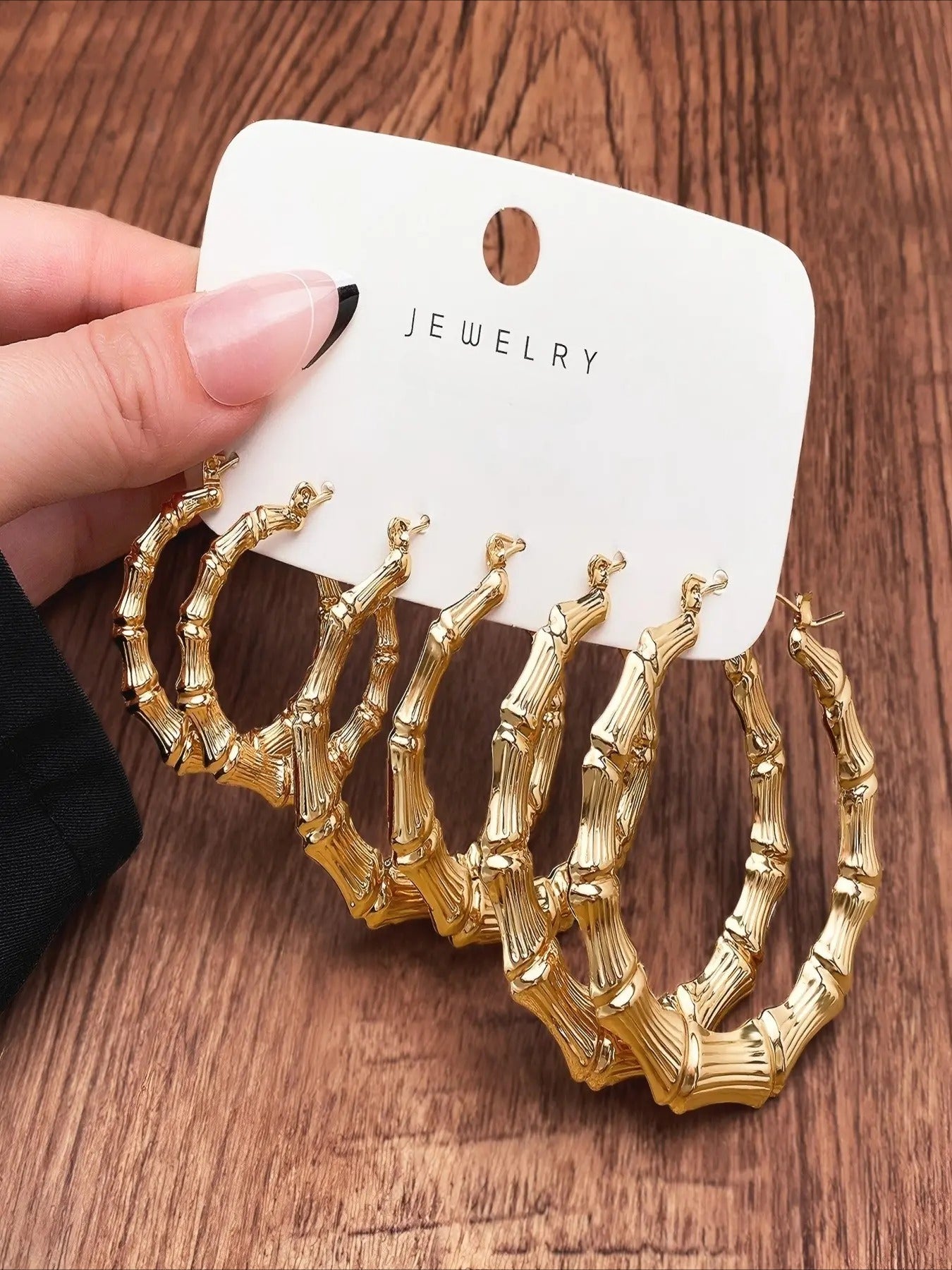 Creative Bamboo Joint Design Hoop Earrings, Hoop Earring Sets, Fashionable Jewelry for Women & Girls, Trendy All-match & Exquisite Jewelry for Birthday Gift, High Quality Earrings HNEH0017