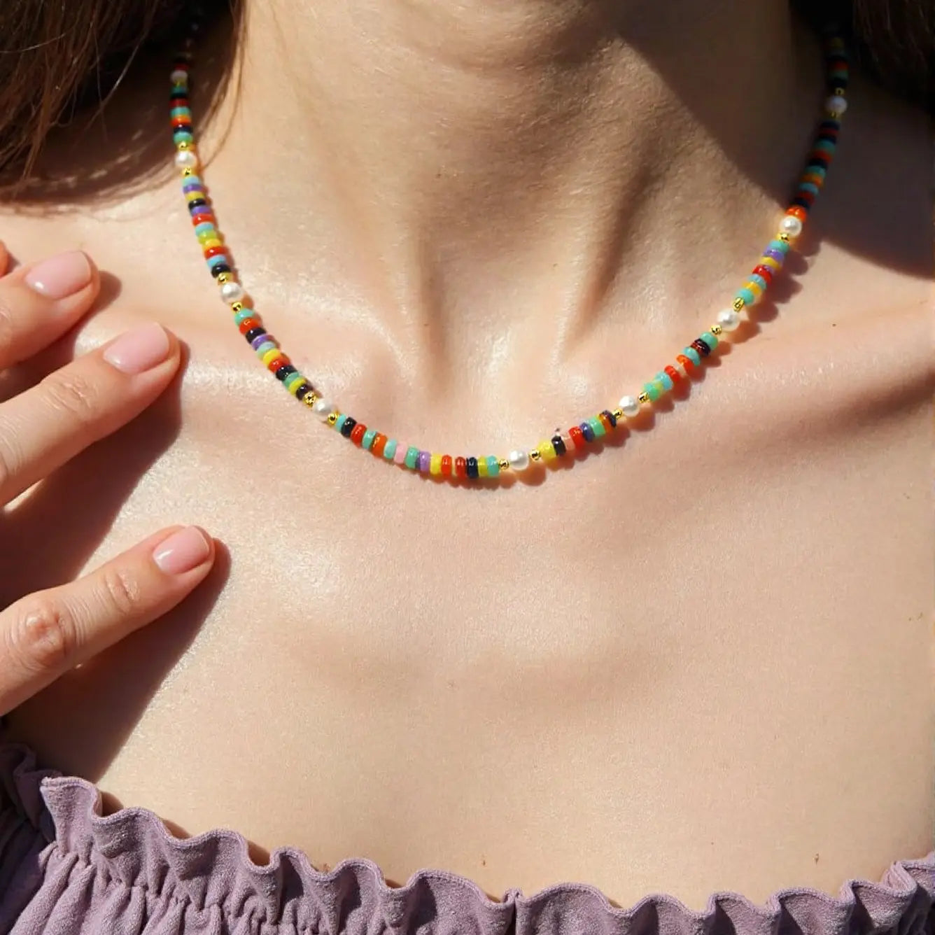 Boho Beaded Gemstone Necklace, Vibrant Mix & Creativity Crystal Energy, Gift for her, Friendship Necklace, Holiday Haul Deals, Colorful Energy Necklace, Spring Essentials, Meaningful Mother’s Day Gift for Mom HNXL0029