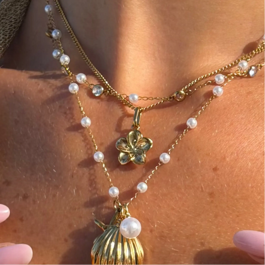 Gold or Silver Plated Women's Hypoallergenic Hibiscus Necklace HNXL0020