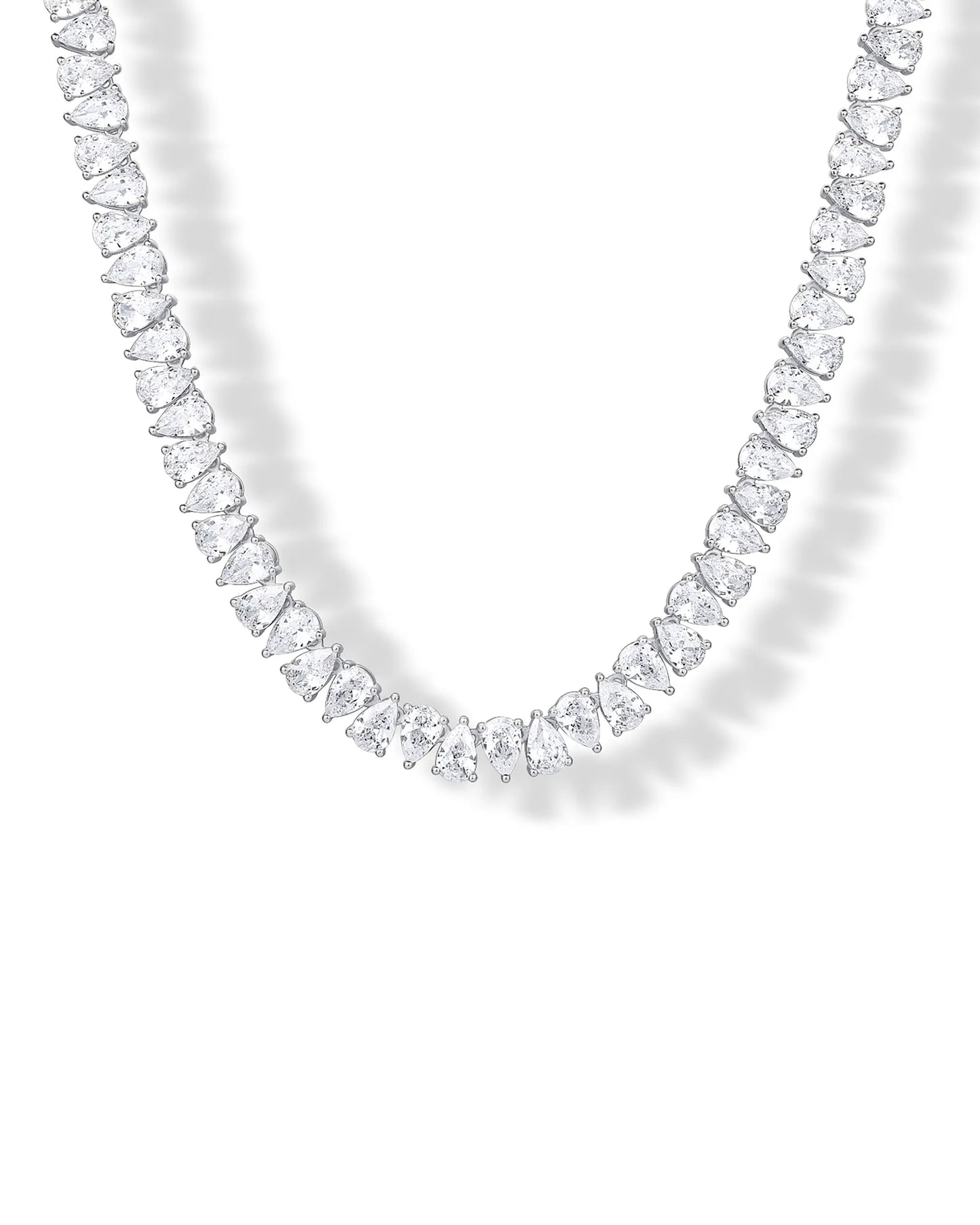 14K Gold Plated Pear Cubic Zirconia Tennis Necklace for Women – Tennis Chain Necklaces – Sizes 15" and 18" HNXL0027