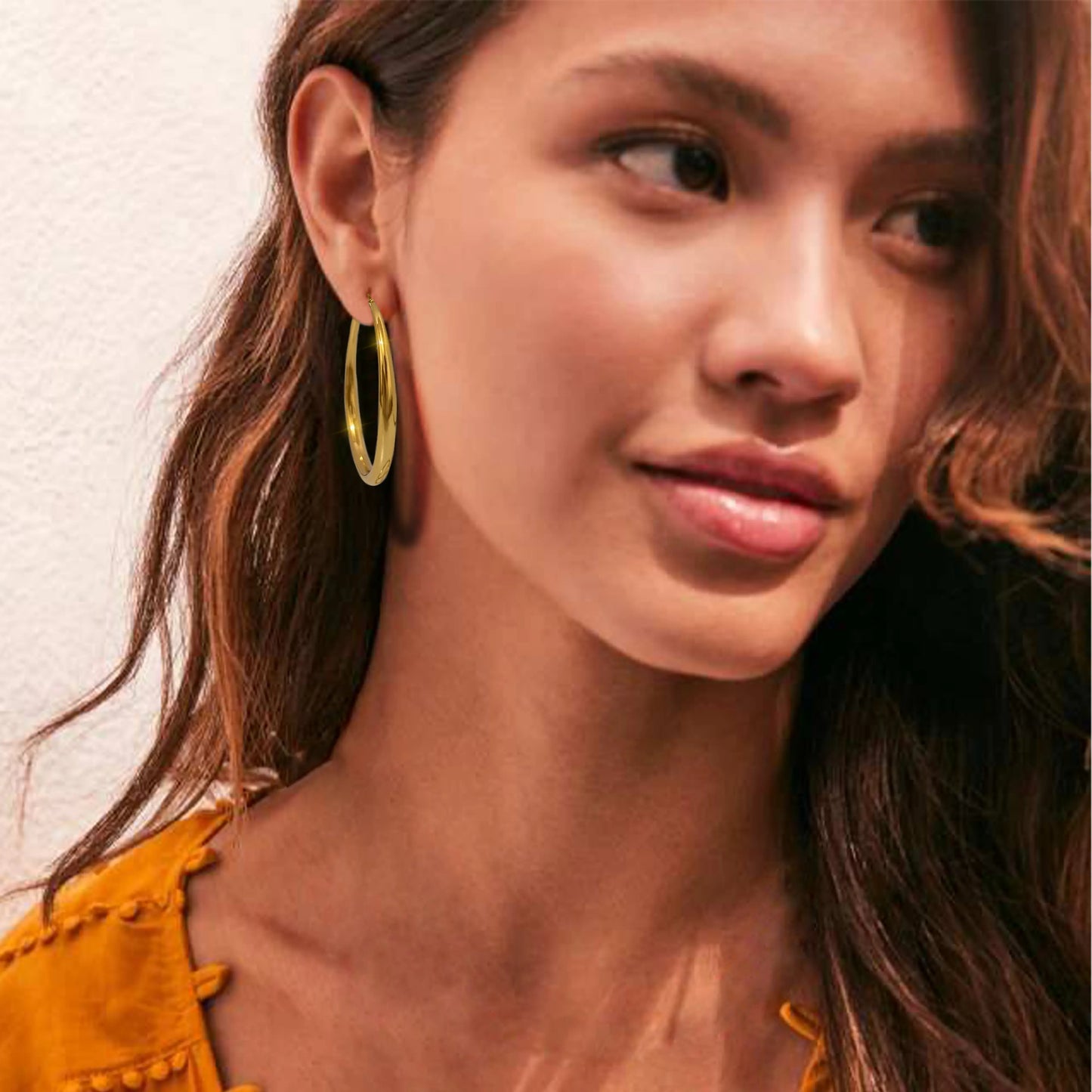 Gold Silver Hoop Earrings for Women Hypoallergenic Stainless Steel Lightweight Large Small Hoops Set 30mm 40mm 50mm 60mm Daily Wear Gift for Girlfriend Wife Mom HNEH0006